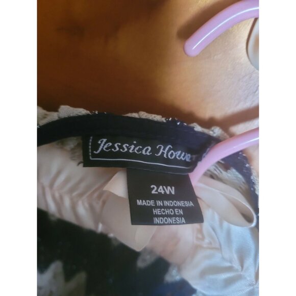 Jessica Howard womens size 24 navy & beige sparkle see through cardigan layering - Picture 3 of 3